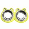 Stainless Steel Frog Bowl Twin Food & Water Bowls – Yellow - pawsandtails.pet