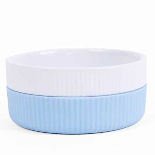 Blue Two Toned Ribbed Pet Bowls
