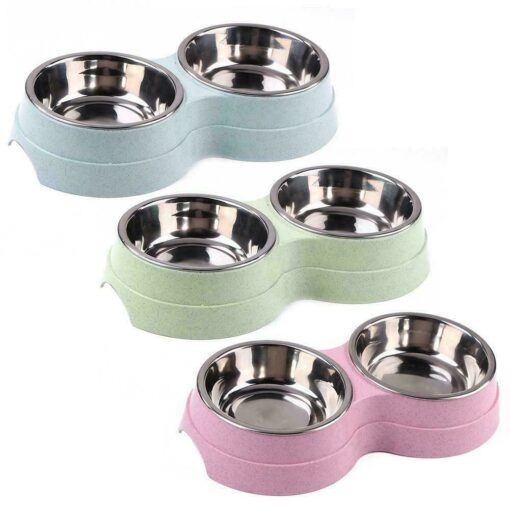 Round Raised Stainless Steel Double Pet Bowl - pawsandtails.pet