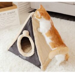 Pyramid Tent Pet Bed for Cats Brown
