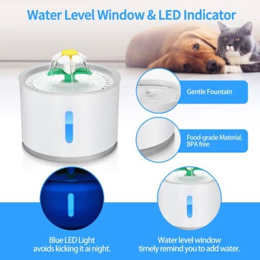 2.4L Automatic Pet Water Fountain with LED