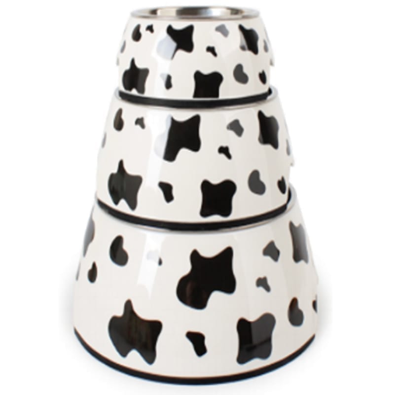 Cow Pattern Stainless Steel Pet Bowls