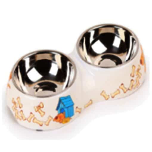 Doghouse Style Dog Double Bowl for Food and Water