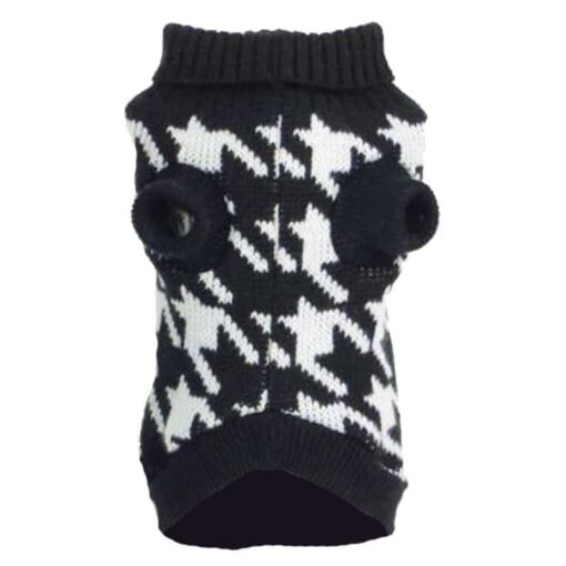 Black and White Knitted Pattern Dog Sweater