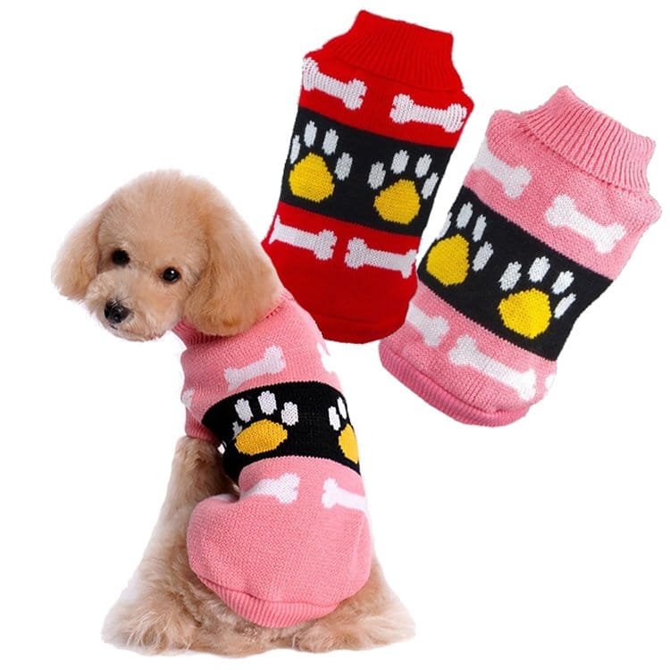 Paws and Bones Knit Dog Sweater