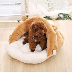 Brown Covered Bed with Paws and Ears