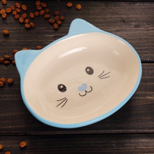 Ceramic Cat Food Plate Bowl Plate 14.5cm x 2cm Blue