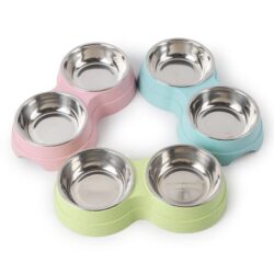 Medium Stainless Steel Double Bowl Food &Amp; Water Bowls