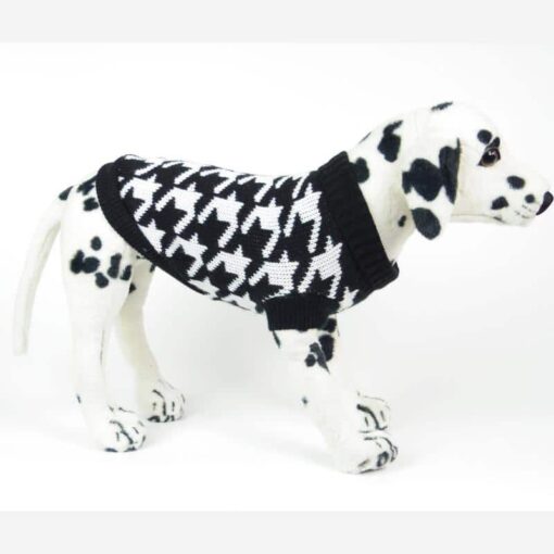 Black and White Knitted Pattern Dog Sweater