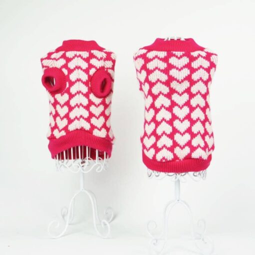 Chevron Hearts Knit Dog Sweater