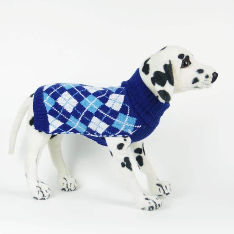 Blue and White Diamond Dog Sweater