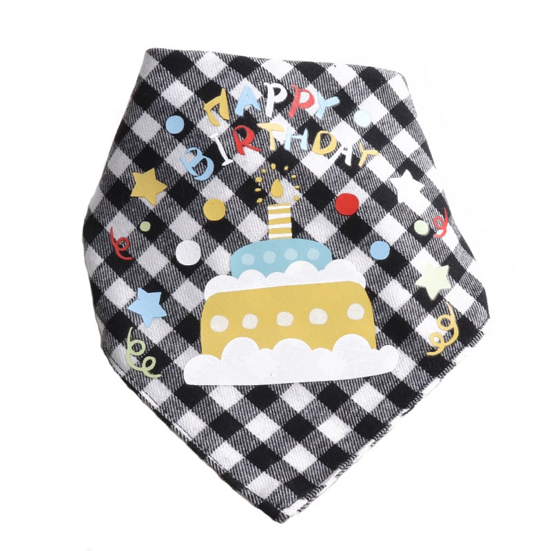 Birthday Bandana - Black Checked Cake Print