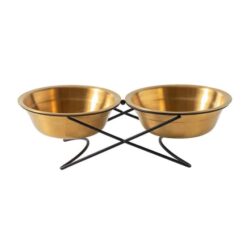 Double Gold Bowl With Black Stand