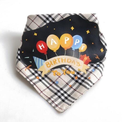 Birthday Bandana - Beige Checked Balloon Print