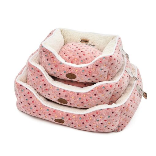 Pink Dots Plush Pet Bed