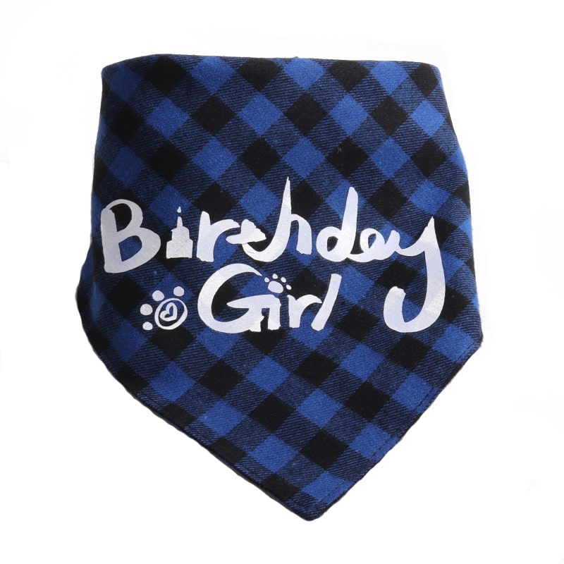 Birthday Bandana - Blue Checked "Birthday Girl"