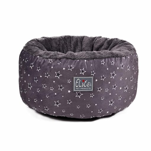 Grey Round Cushion Bed with Star Pattern