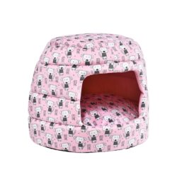 Pink Canopy Bed with Dog Pattern