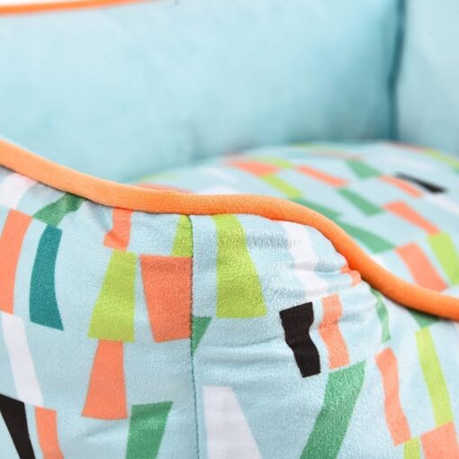 Green & Orange Square Bed with Retro Pattern