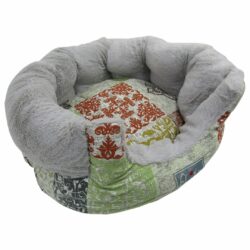 Grey Round Bed with Floral Pattern