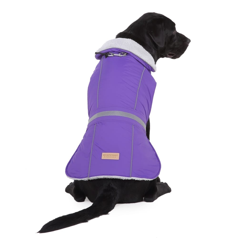 Purple Fleece Linded Dog Coat