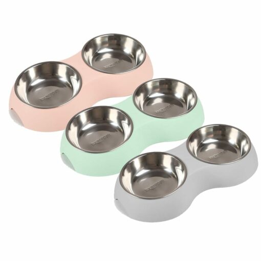 LARGE Stainless Steel Double Bowl Food & Water Bowls