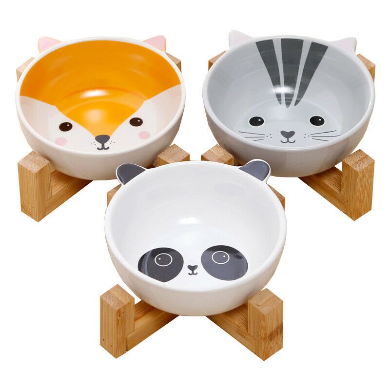 Free Standing Animal Face Ceramic Pet Bowls