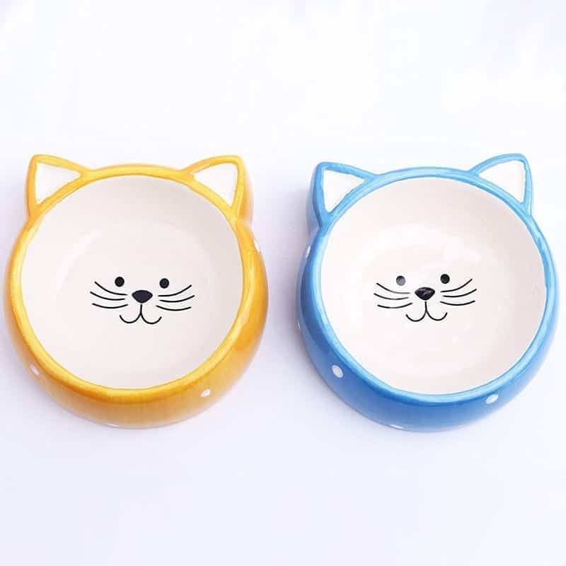 Ceramic Cat Face Pet Bowl - Food or Water Bowl