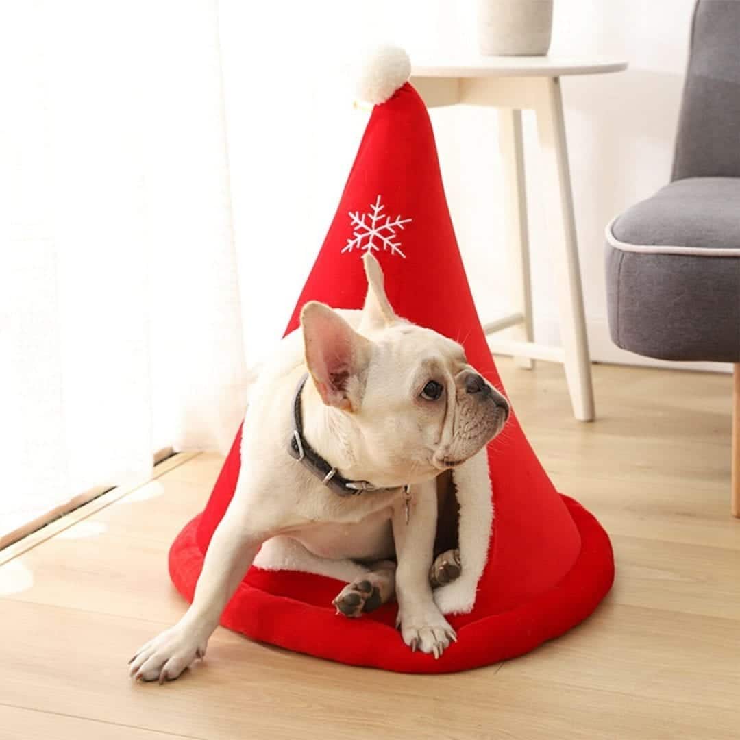 Christmas Pet Covered Teepee Bed