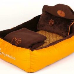 Soft Orange Pet Bed with Headboard