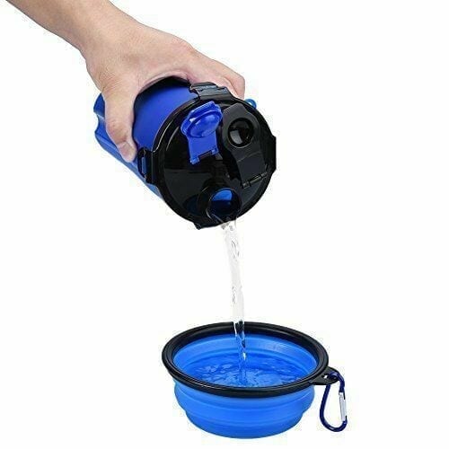 Portable Dual Chamber Bottle with 2 Collapsible Bowls