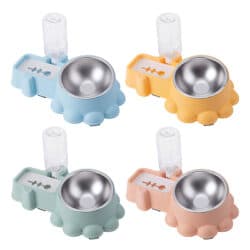 Pet Twin Bowl With Gravity Water Feeder - pawsandtails.pet