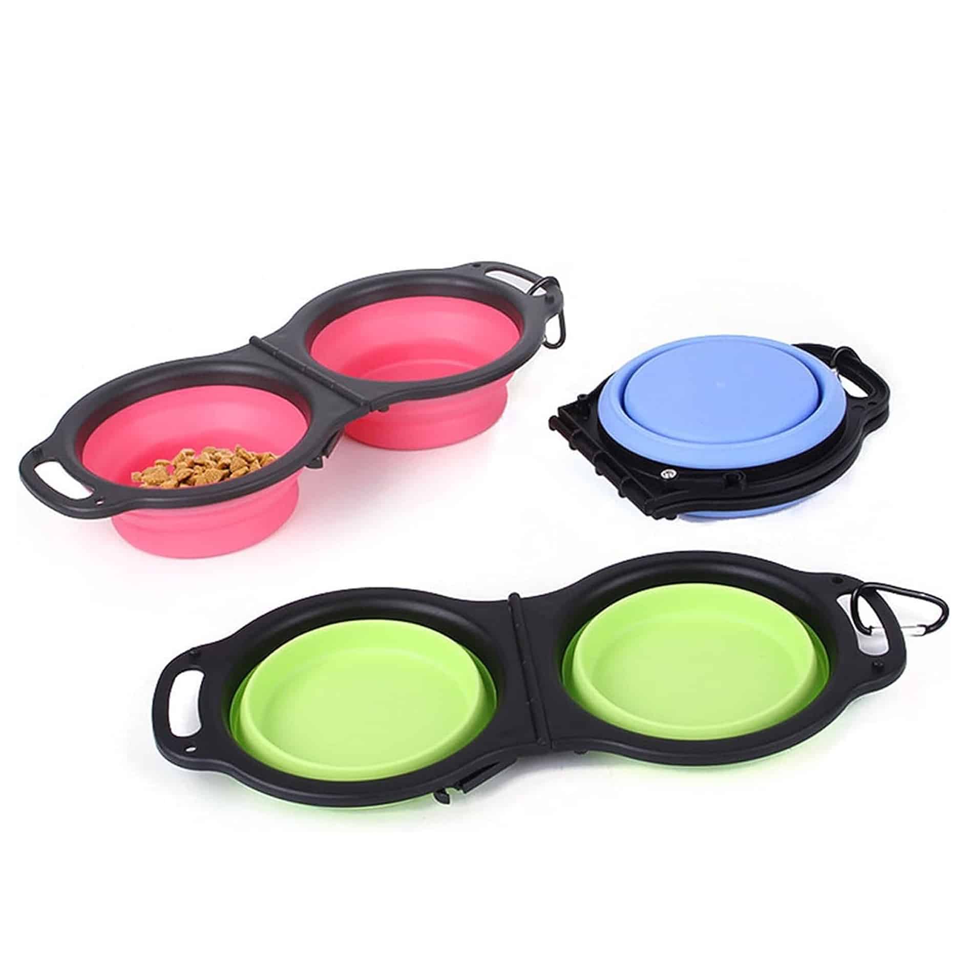 Collapsible Twin Travel Pet Bowl - pawsandtails.pet